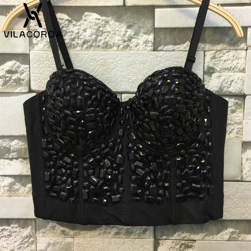 Gorgeous Rhinestone Corset Camis Women Diamonds Cropped Top Sexy Party Women's Bra Cropped Top Wedding Vest Camis Mujer