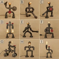rh american retro bar wrought iron bed study table decoration lamp pipe robot bedroom hall