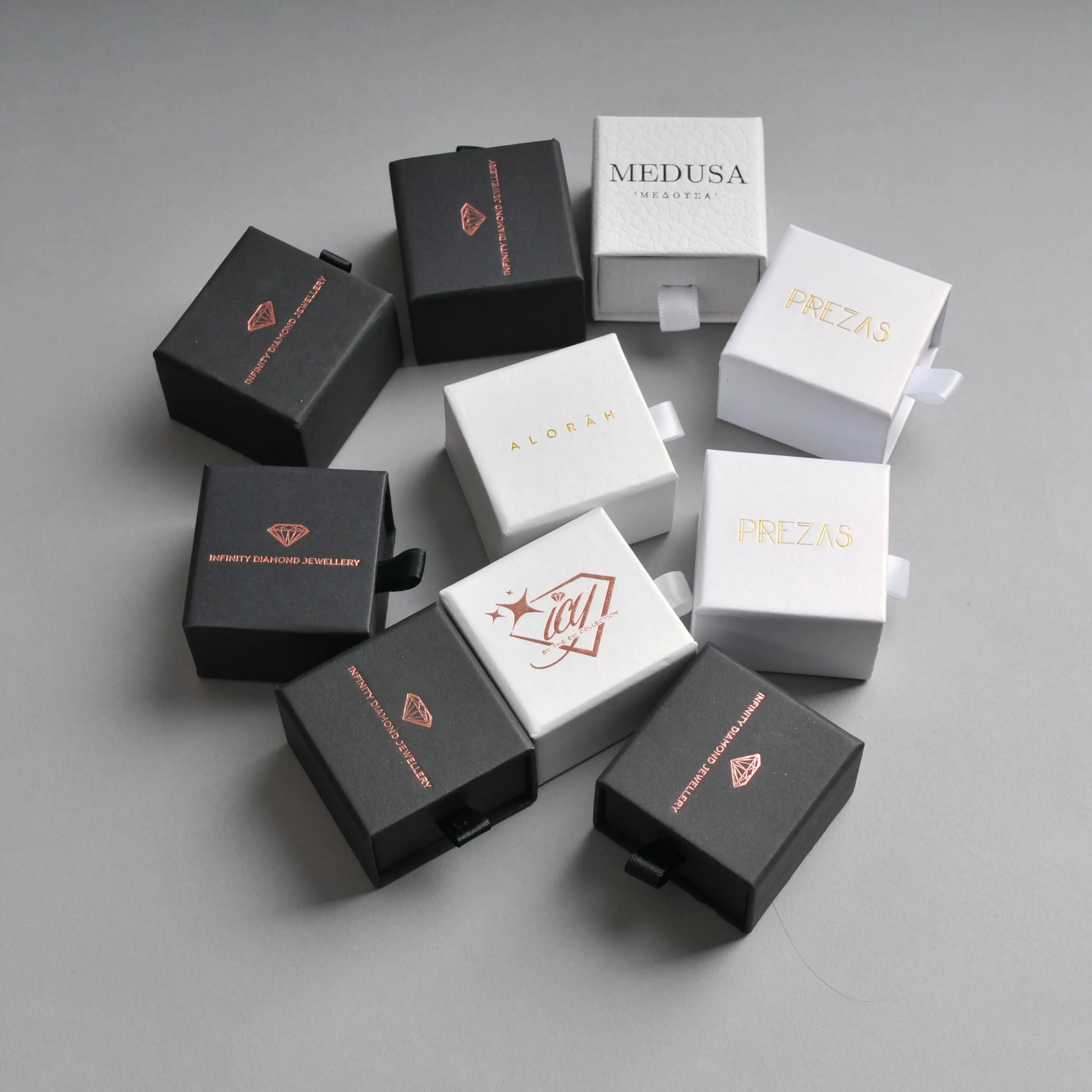 50pcs Custom logo single wedding ring jewelry packaging suits personalized box cases