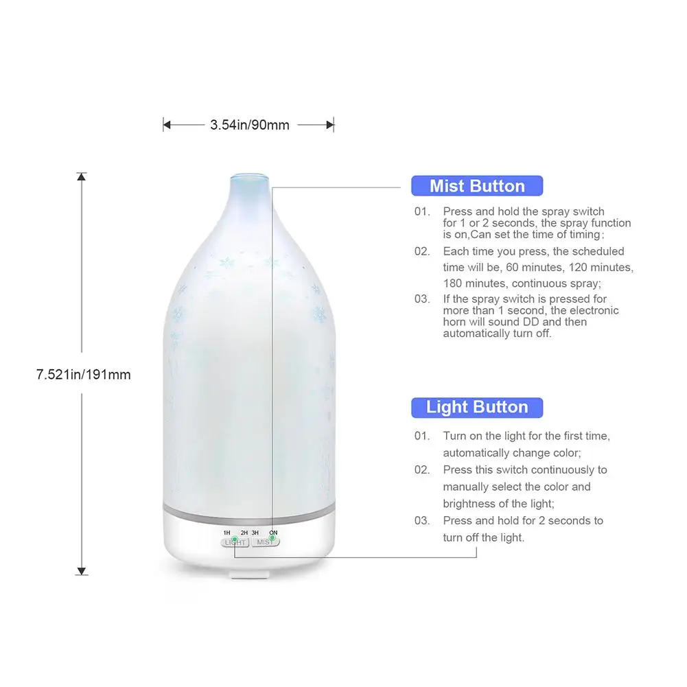 120ml Intelligent Mist Humidifier Ultrasonic Quiet Air With 7 Color LED Lights Eco Friendly For Home Bedroom | Дом и сад