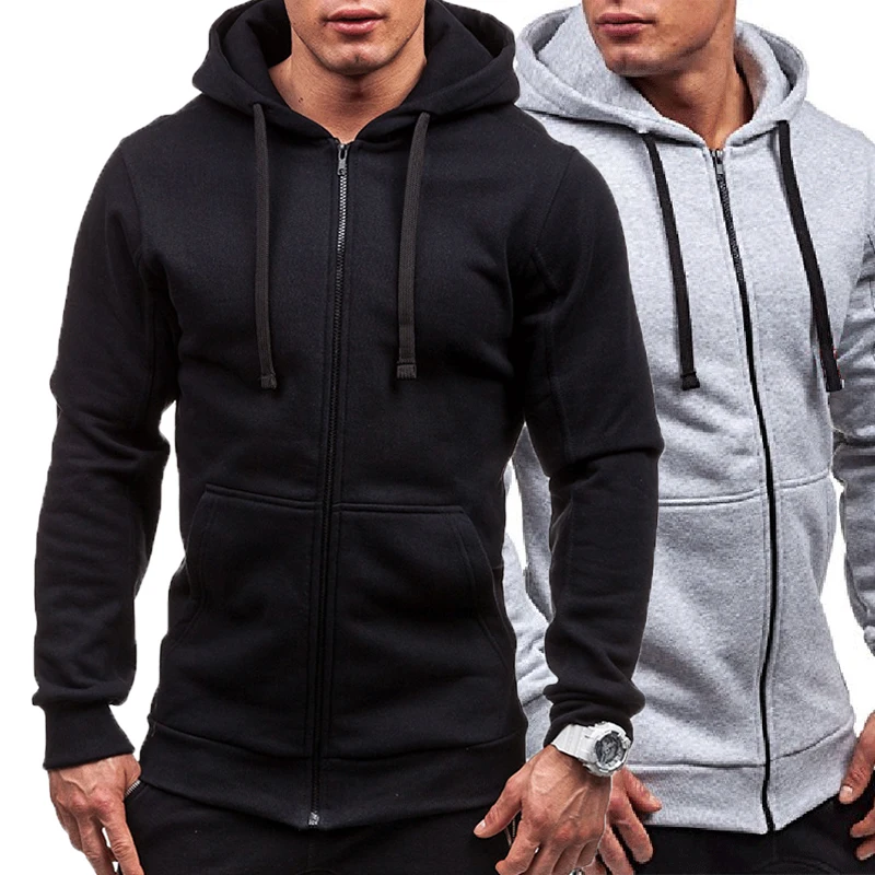 

Sweatshirt Mens Hoodies 2019 Brand Streetwear Male Long Sleeve Solid Zipper Hooded Collar Men Pluse Size Coat poleron hombre