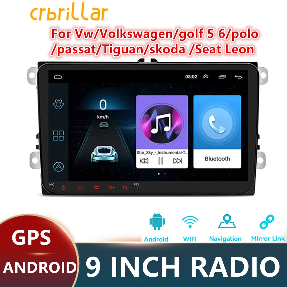 

Android 10 2 Din Car Radio GPS Bluetooth FM Multimedia Player For 9'' Universal Volkswagen/VW/Skoda/Seat/Passat B7/POLO/GOLF 5 6