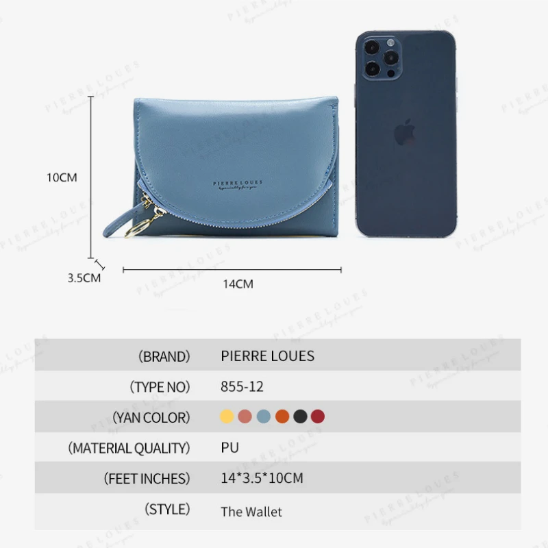 

PU Leather Wallets for Ladies Women Short Purse Small Card Pockets with Zipper Trendy Money Bags Female Clutch Bag porte monnaie