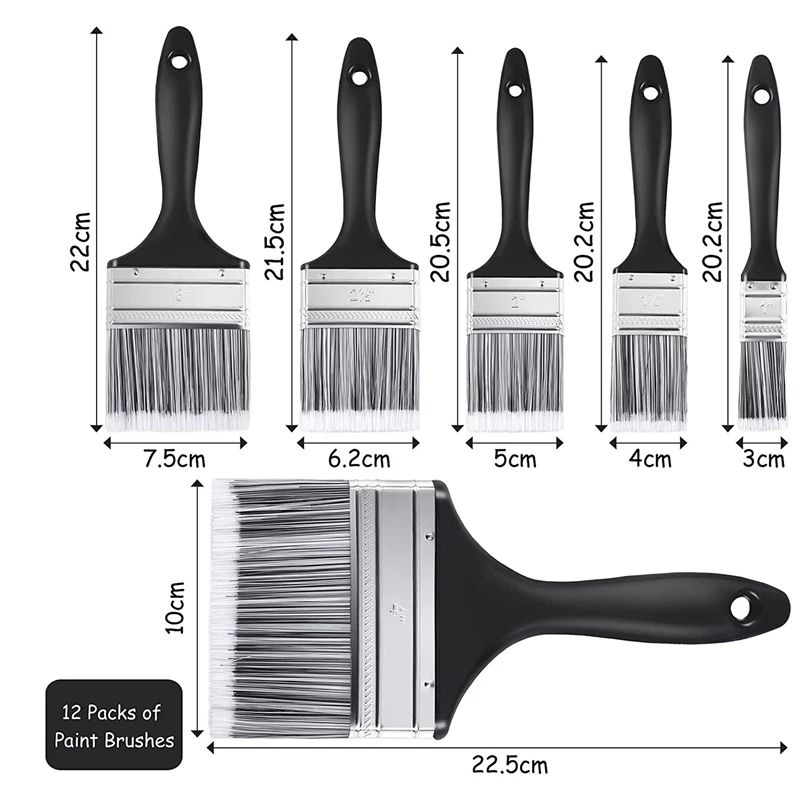 

12 Pieces Fence Brush Paint Brush Set Decorating Brushes for Furniture Wall Painting Bristle Suitable for All Paints