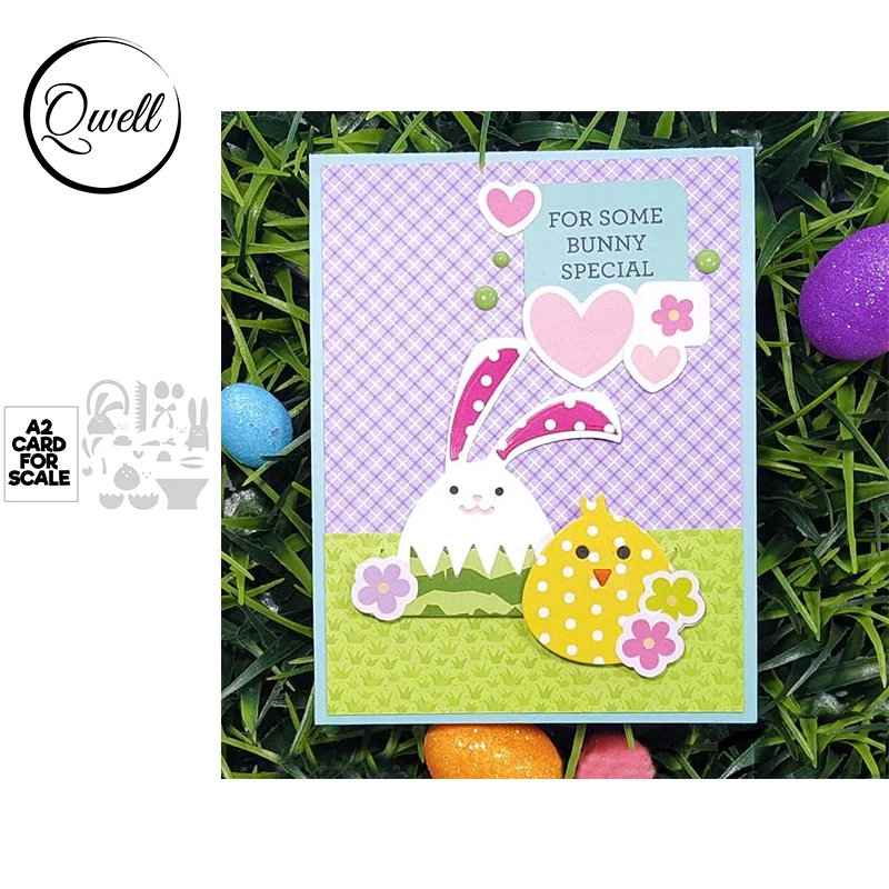 

QWELL Cute Bunny Hen Eggs Basket Easter Element Metal Cutting Dies for DIY Scrapbooking Craft Album Decor 2021 Hot Sale