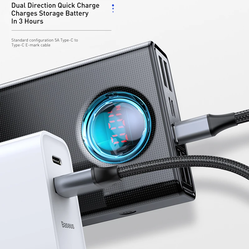 baseus power bank 30000mah 65w pd3 0 quick charging 3 0 fcp scp portable external battery travel charger for phone laptop tablet free global shipping