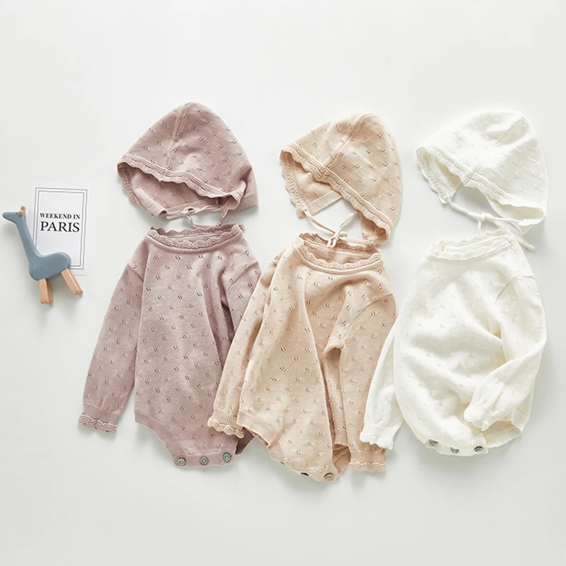 

2020 детское трикотажное боди с длинными рукавами, цельное трикотажное боди для маленьких девочек с треугольным вырезом и шапочкой