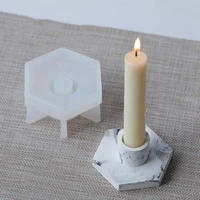 candle holder molds hexagonal epoxy resin silicone molds geometry columnar candlestick making diy crafts tools 1pcs