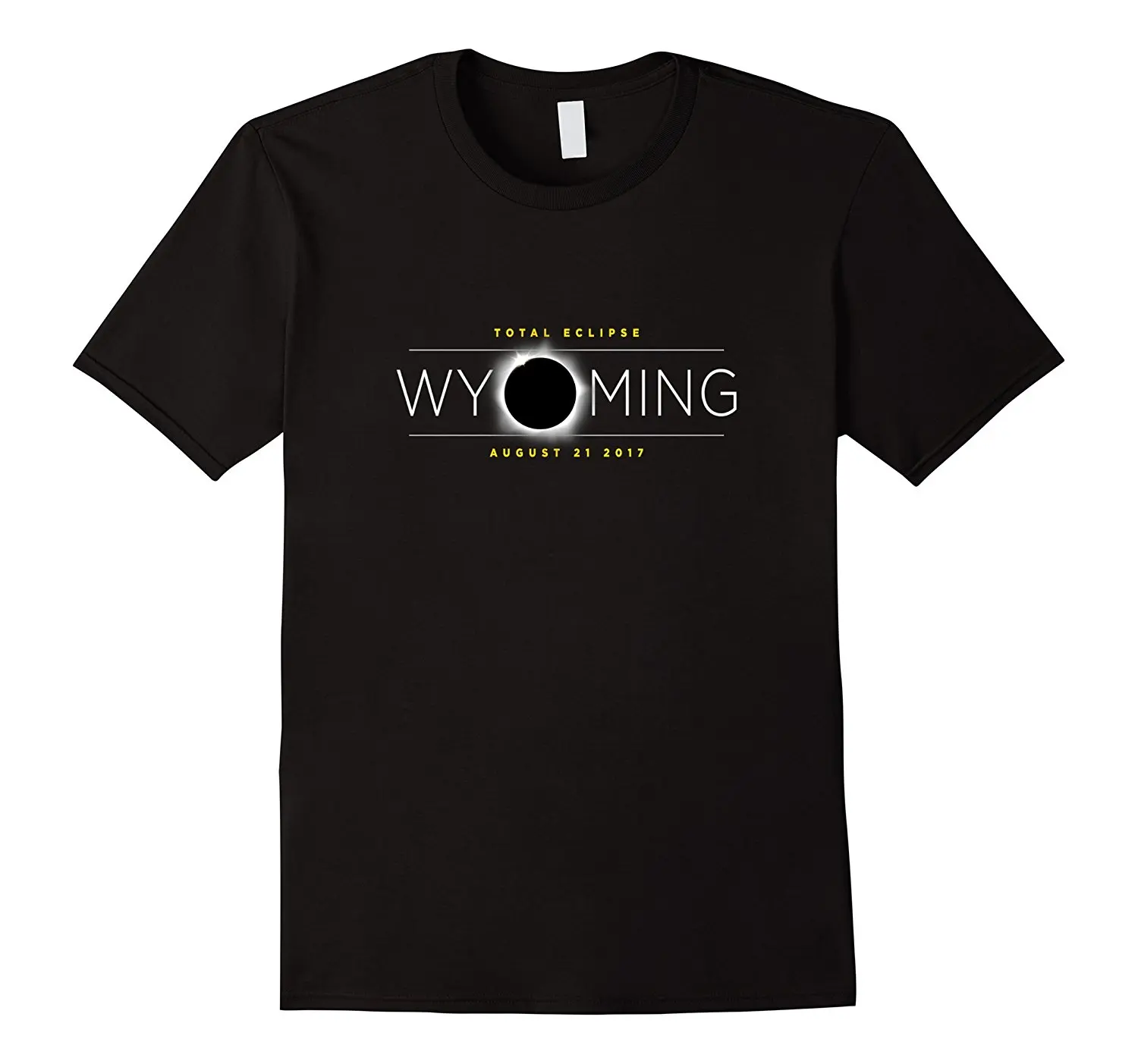 

US Total Eclipse August 21 2017 Wyoming T-shirt Men T Shirt 100% Cotton Print Shirts Novelty Cool Tops Men Short Sleeve