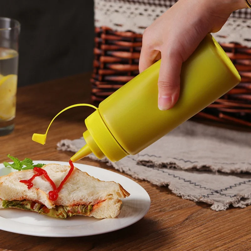 Kitchen Plastic Squeeze Bottle Condiment Dispenser For Sauce Vinegar Oil Ketchup Gravy Cruet Container Cooking Accessories