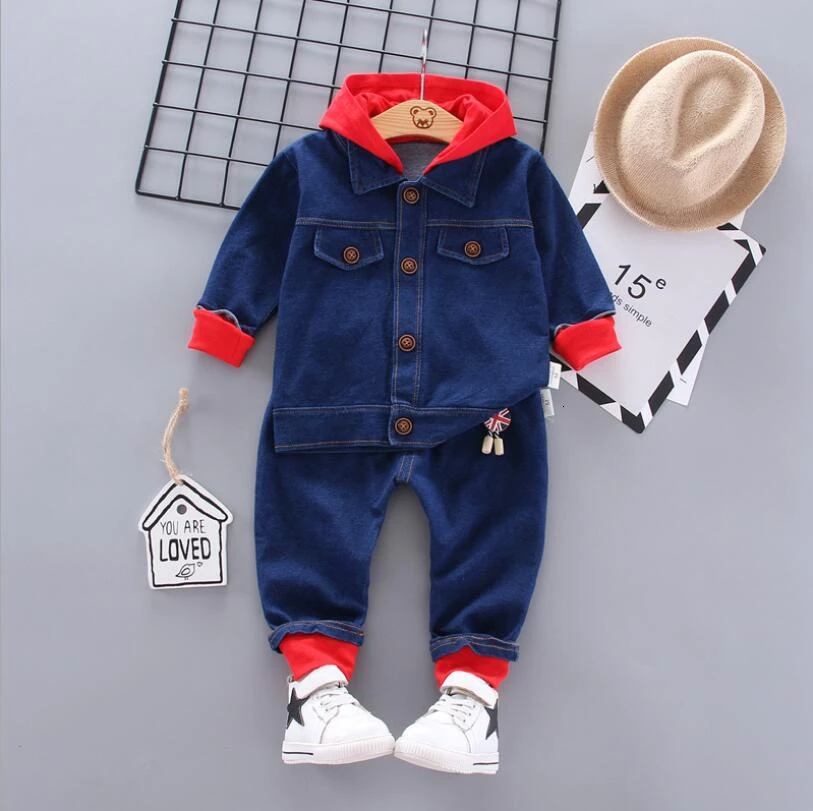 Спортивный костюм для мальчиков хлопковый топ с длинным рукавом и штаны со