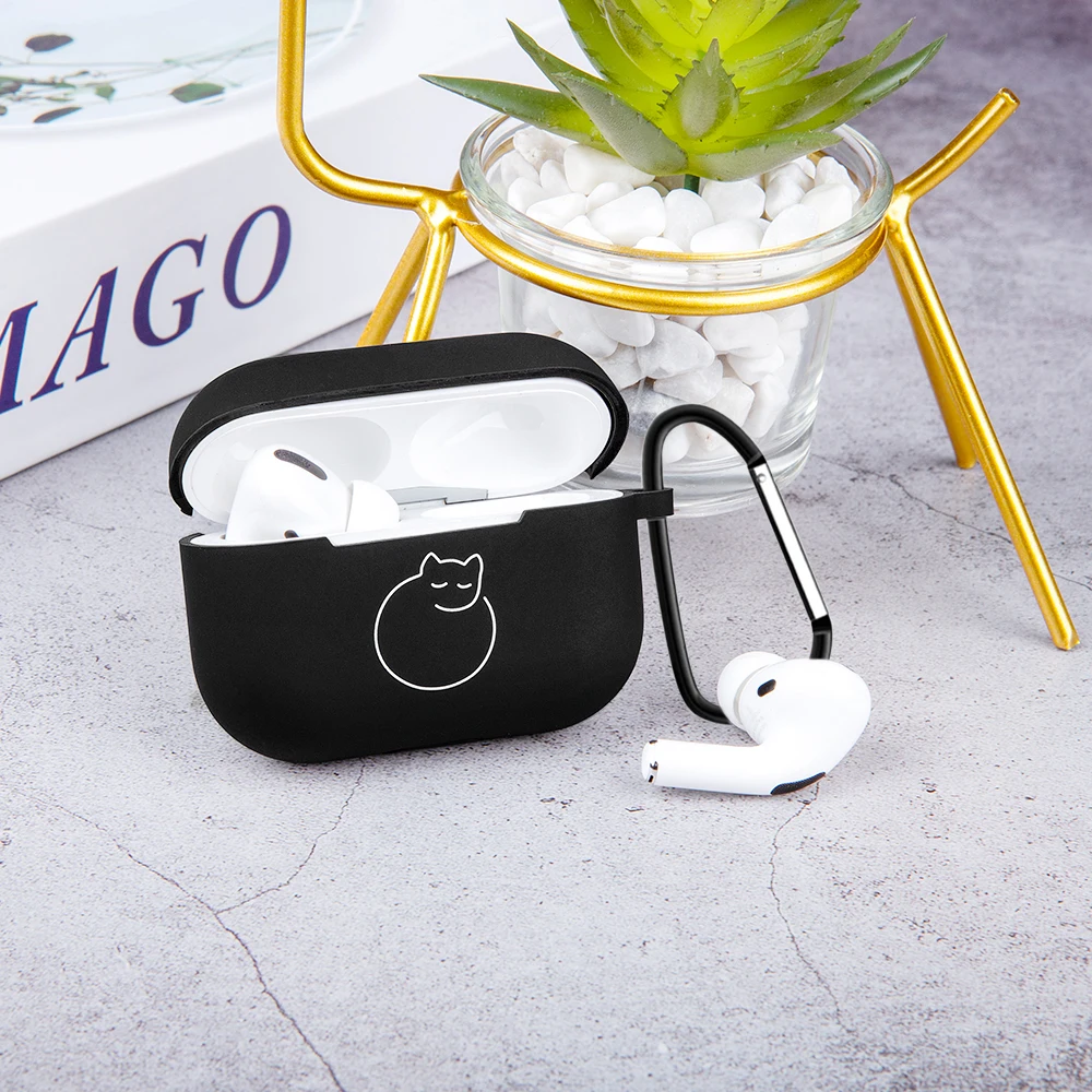 Черный чехол из ТПУ для Apple наушников Airpods Pro силиконовый 2019 с мультяшным рисунком