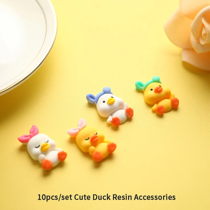 

10Pcs Cartoon Cute Duck Flatback Resin Cabochon Kawaii Animals Scrapbooking Hair Bows Center Accessories DIY Phone Decoration