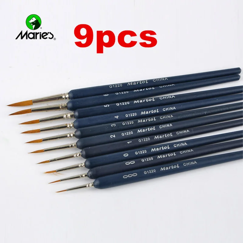 9 шт./компл. кисти для рисования кисть волос гуаши Акварельная краска масляная
