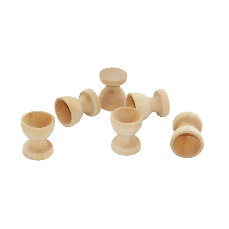 

Wooden Egg Holding Cup Easter Eggs Holder DIY Unfinished Crafts Drawing Model Painted Graffiti Tools