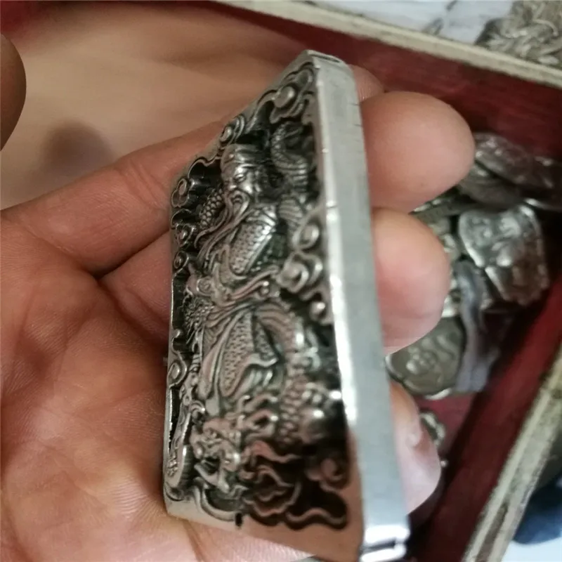 Китайский тибетский серебряный резной амулет подвеска с надписью Guangong бирка на