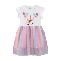jumping meters 2022 summer princess party girls dresses sleeveless hot selling unicorn embroidery childrens frocks costume