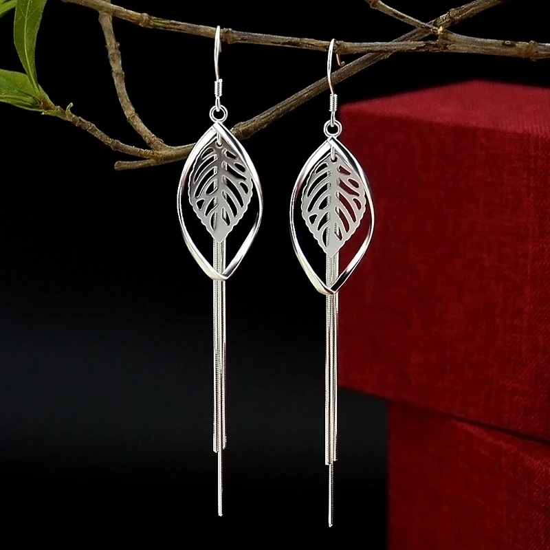 

Leaf tassel twist earrings