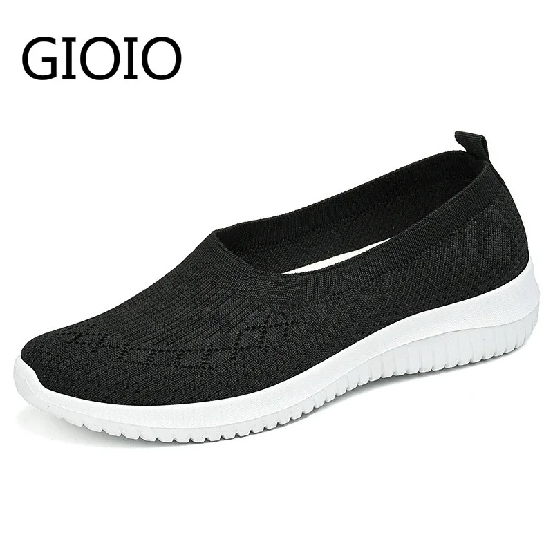 

Shoes Women 2021 New Women's Casual Shoes Breathable Knitted Shoes Soft Sole Large Size 36-41 Cloth Shoes Mother Shoes