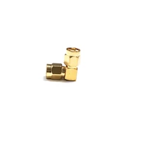 1pc new rp sma male plug to rp sma plug inner hole rf coax adapter convertor right angle goldplated wholesale