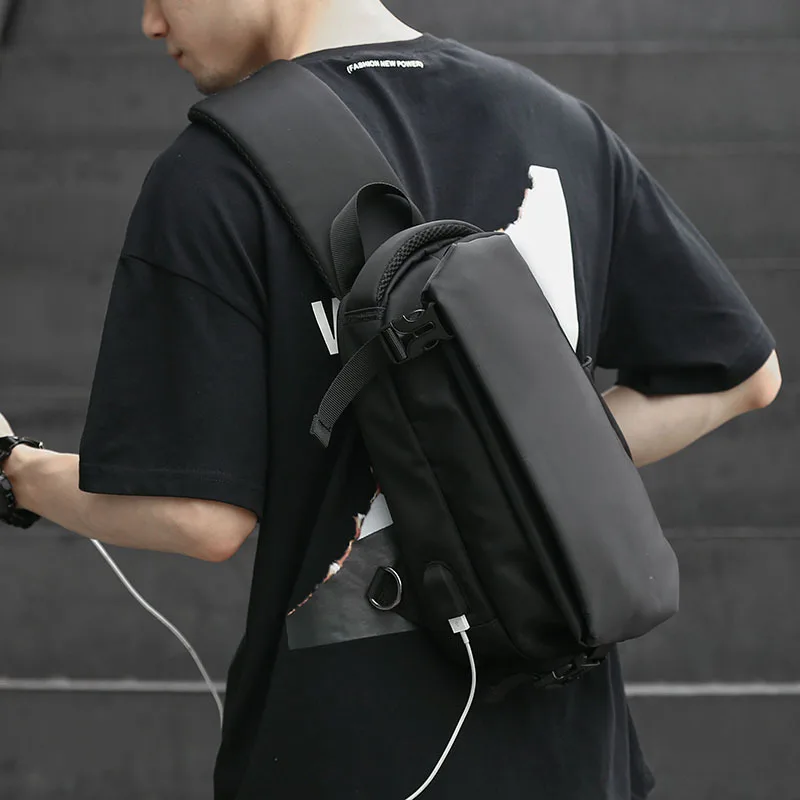 Мужская сумка через плечо Bolso Hombre слинг для мальчиков нагрудная USB интерфейс