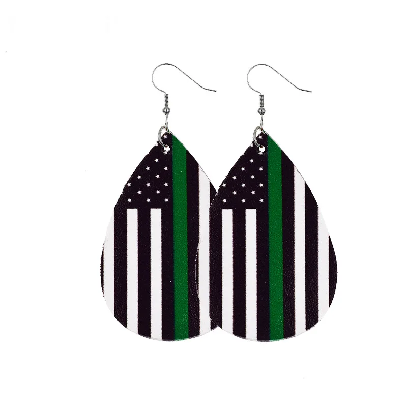 

2021 New Independence Day Leather Flag Leather korean crochet new chinese fashion korean tea earrings for women