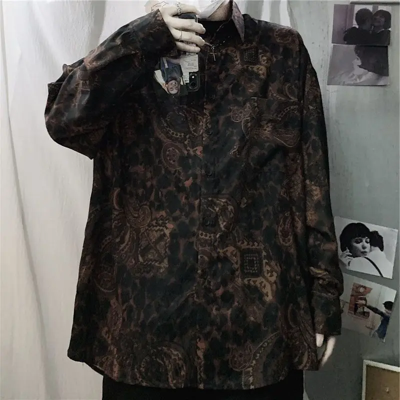 Мужская рубашка в стиле ретро демисезонная с длинным рукавом порта для темного