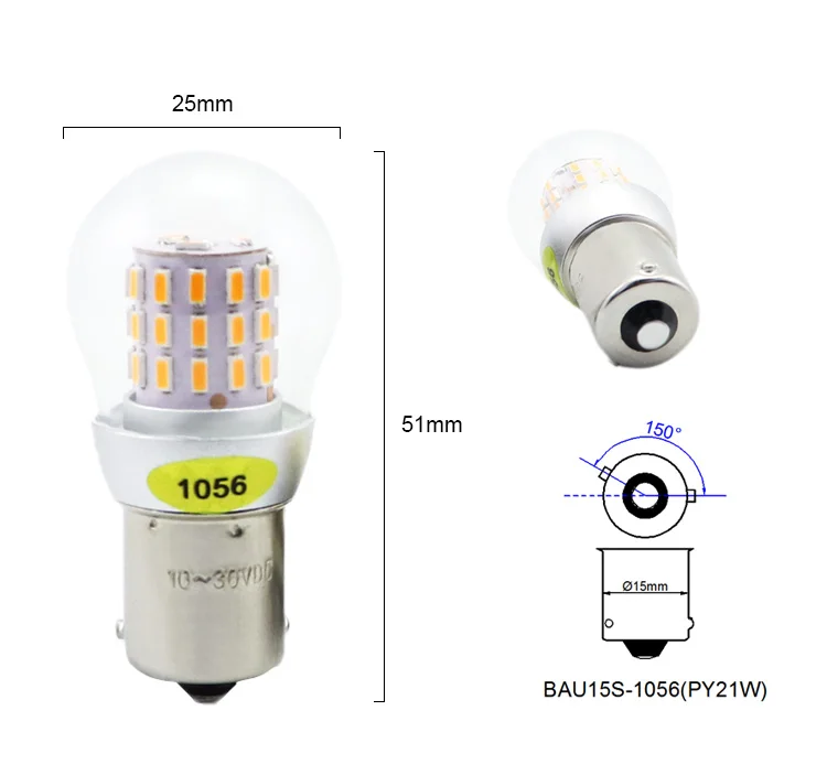 1056-BAU15S AMYWNTER BA15S 12V 1156 P21W светодиодный 1157 P21/5 Вт S25 Автомобильный светодиодный указатель поворота автоматическое обратное лампа 1056 BAU15S PY21W Янтарный Желтый цвет, на возраст от 4 до W - Испускаемый цвет: 1056-BAU15S