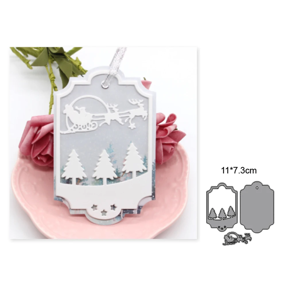 

2021 new metal cutting dies cut die mold Santa Claus Sled Tree Frame Scrapbook paper craft knife mould blade punch stencils dies