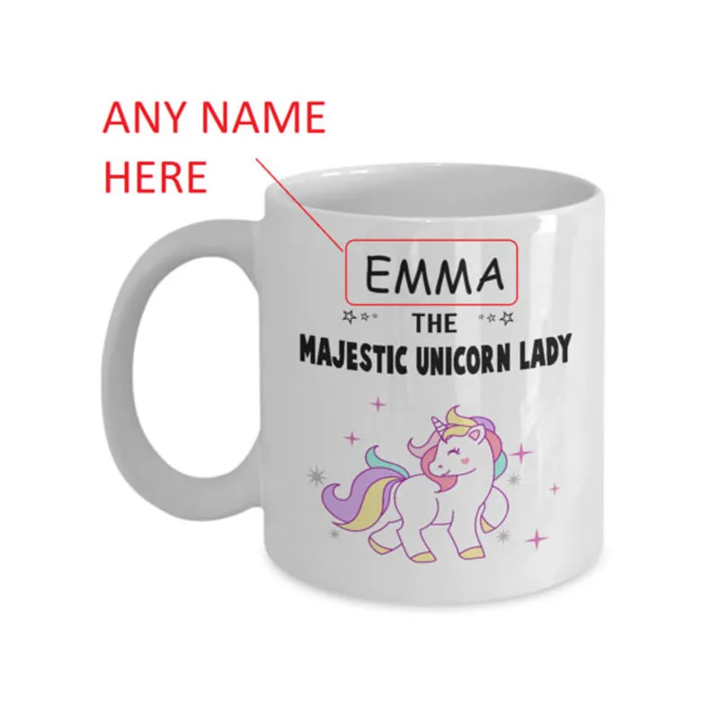 Majestic Lady Единорог кофейная кружка Персонализированная именная чашка 11 унций