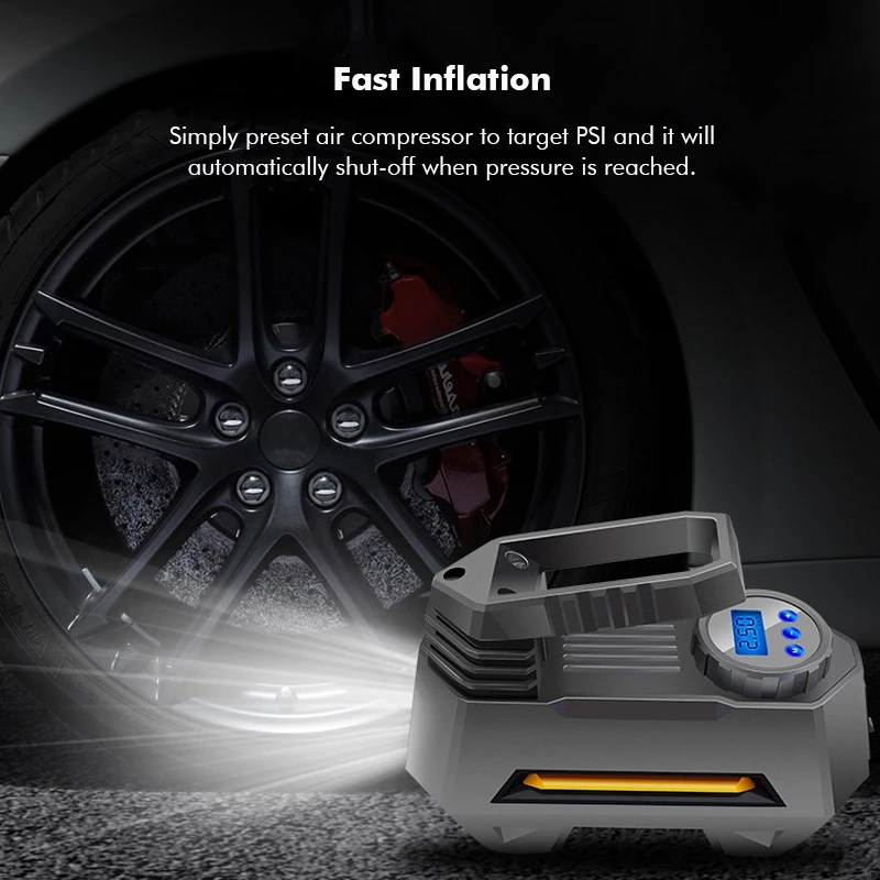 

Car Air Compressor Portable Inflatable Pump 12V Automobile Tire Inflator Mini Electric Auto For Travel Boat Air Compressors Tool