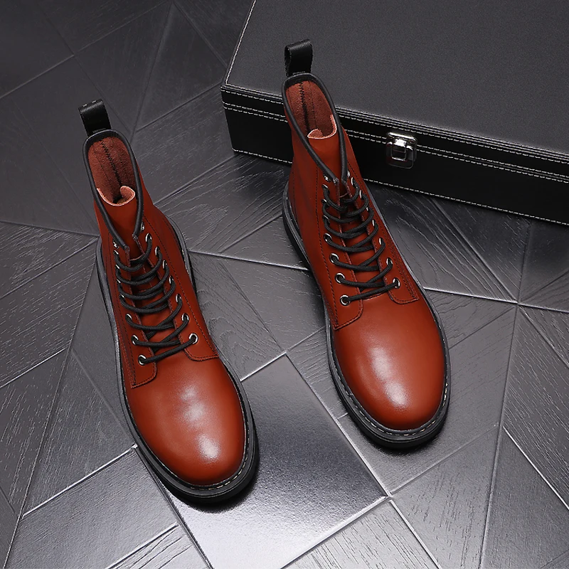 

Casual Men Boots Martens Waterproof Couple Boots Fashion Men Leather Shoes Botas Mujer Male Ankle Boots Motorcycle Boots Hombre