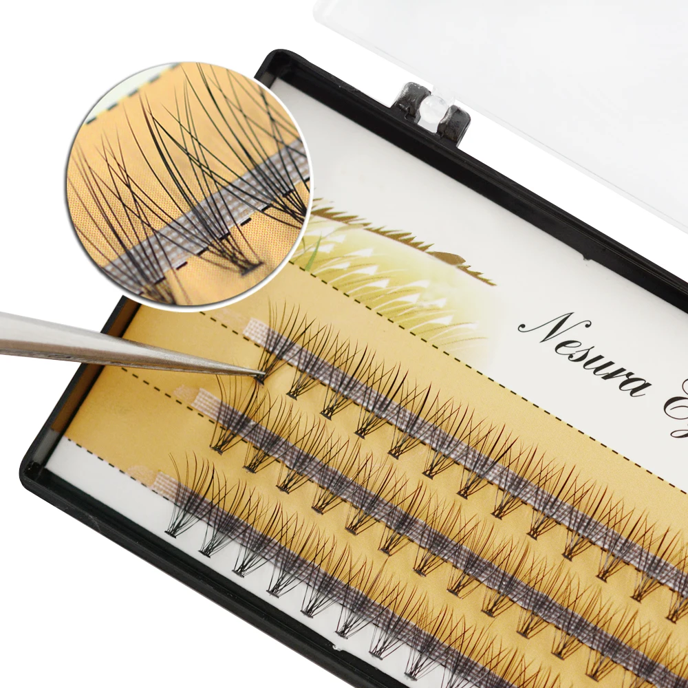 60 шт./кор. натуральные накладные для наращивания ресниц 10D норковые пучковые