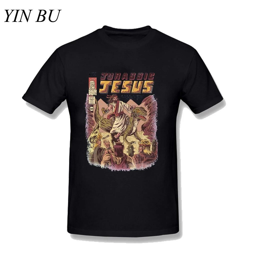 Мужская классическая футболка TommIS JURASSIC JESUS с принтом s Hombre Manga Corta крутая мужская