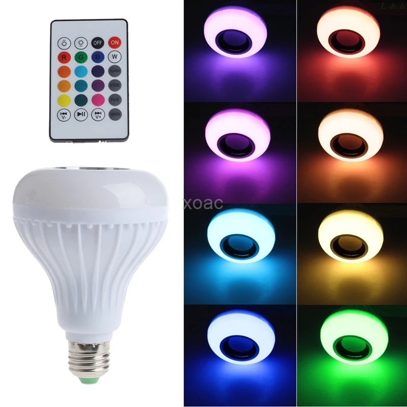 

Беспроводная bluetooth-колонка E27, светодиодный RGB светильник, лампа для воспроизведения музыки, AC 90-265 в 3000-6500K M05, Прямая поставка