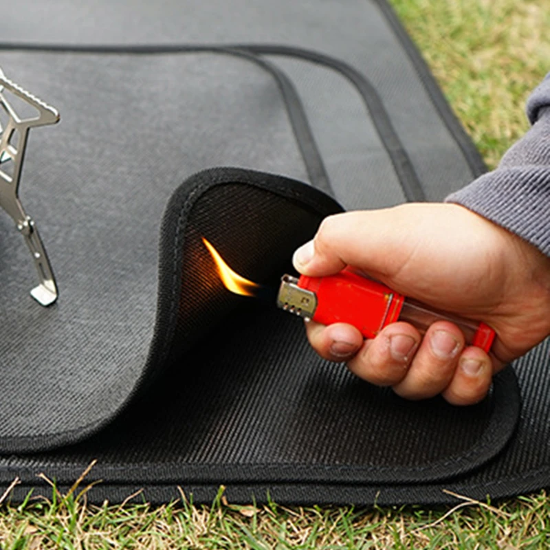 

Outdoor Camping Cloth Floor Protection Mat Barbecue Flame Retardant Protective Mat Insulation Cushion Silicone Fireproof Cloth