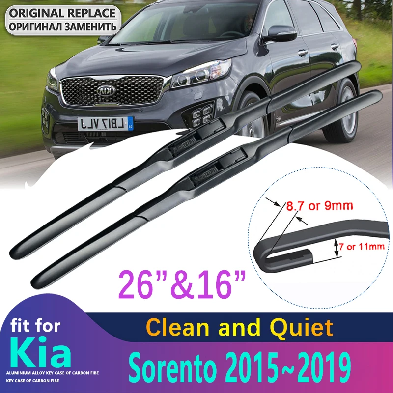 

Front Wiper Blades For KIA Sorento 2015 2016 2017 2018 2019 Sorento Prime UM MK3 Accessories Auto Windscreen Wipers Clean