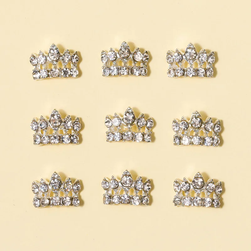 10 шт./упак. аксессуары для дизайна ногтей Подвески Роскошная 3D Корона Серебряный