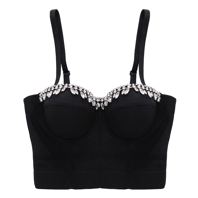 

Sexy streetwear crop tops corset spaghetti strap tanke top women built in bra versatile slim fit camisole solid color sling ins