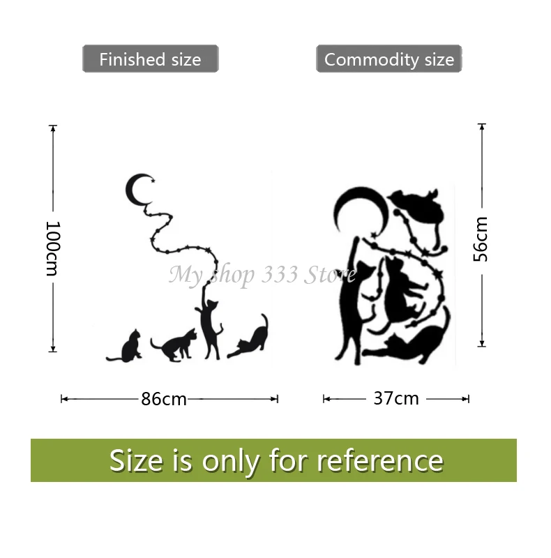 

Four cats with the moon Carved Wall Sticker for Living room staircase home decoration Mural Decals wallpaper animal stickers