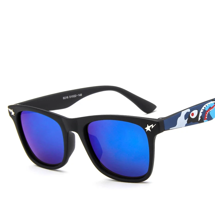 Higodoy Ретро негабаритные квадратные детские солнцезащитные очки для мальчиков, винтажные детские солнцезащитные очки для девочек, очки Oculos Gafas Sol Uv400 - Цвет линз: blue