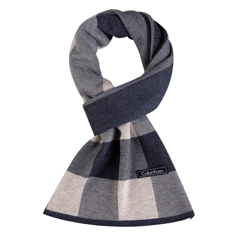 

Winter men's wool scarf high-end Korean version of the simple trend Joker Plaid long warm scarf men