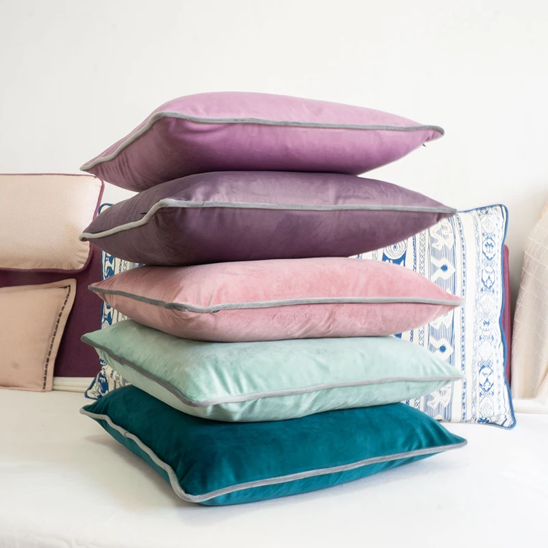 Разноцветный серый бархатный чехол для подушки стула/дивана наволочка домашний