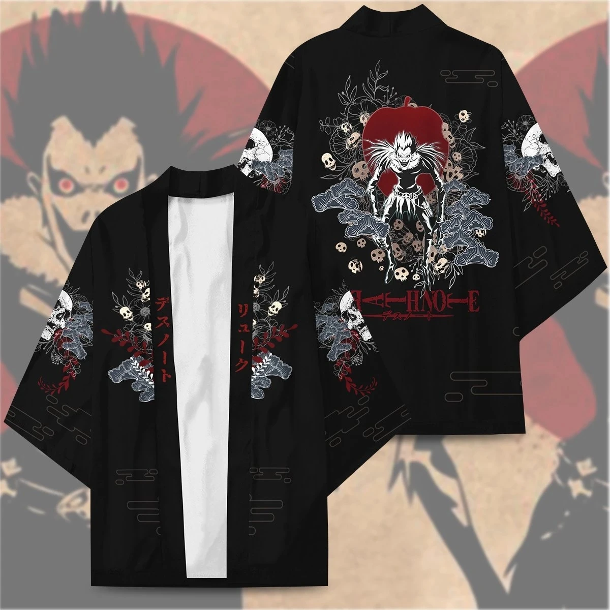 New Anime Death Note Yagami Light Cosplay Costumes Kimono Grim Reaper Symbol Haori Teens Jacket Pajamas Cardigan Cloak Bathrobe