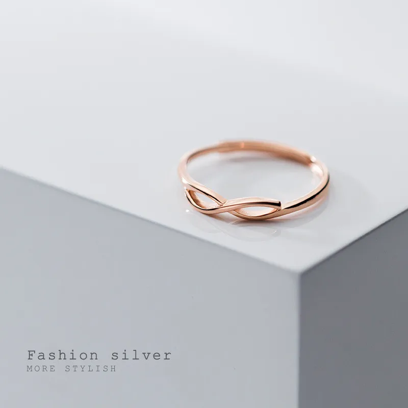 

JuneLeaf Simple Genuine 925 Sterling Silver Women Hollow Cross Opening Finger Ring Fashion Infinite Charm Jewelry Ring Gift