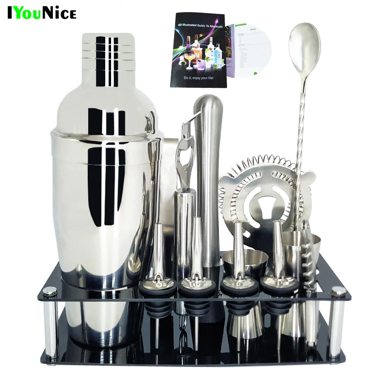 Набор для коктейлей IYouNice из нержавеющей стали набор бармена с подставкой