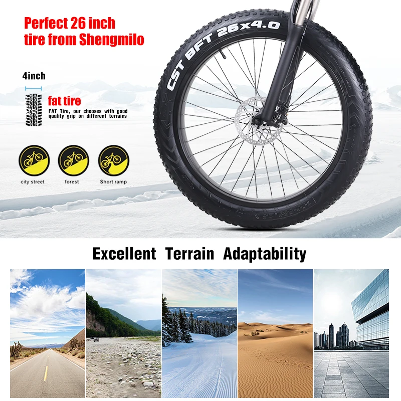 Bestellen Elektrische Fahrrad 1000W Fett Reifen Elektrische Bike 48V Erwachsene Ebike Berg Radfahren Fahrrad 48V 12,8 AH Lithium-batterie Shengmilo