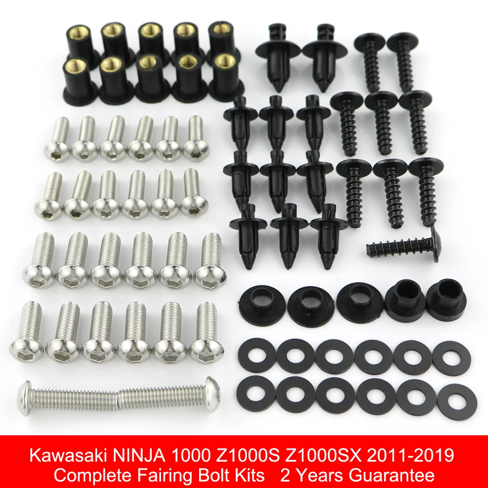Fit For Kawasaki Ninja 1000 Z1000S Z1000SX 2011-2019 Complete Full Fairing Bolts Kit Clips Covering Bolts Screw Stainless Steel