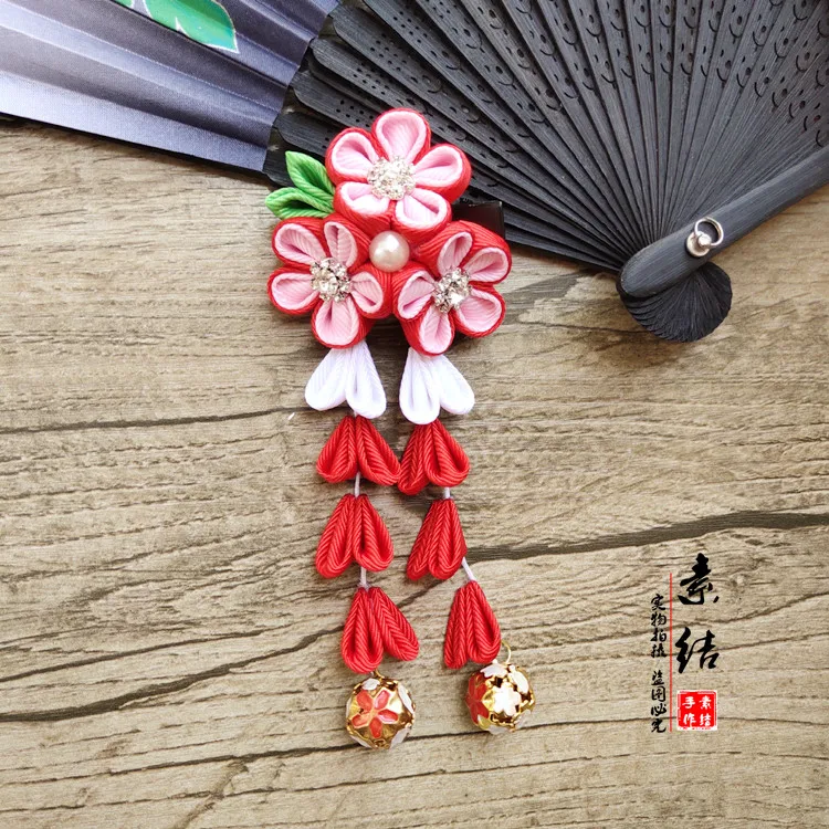 Шпилька для волос ручной работы в японском стиле заколка виде сакуры Tsumami zaiku