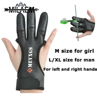 protective 3 fingers hand guard leather black glove safety archery for recurve compound bow shooting crossbow slingshot hunting